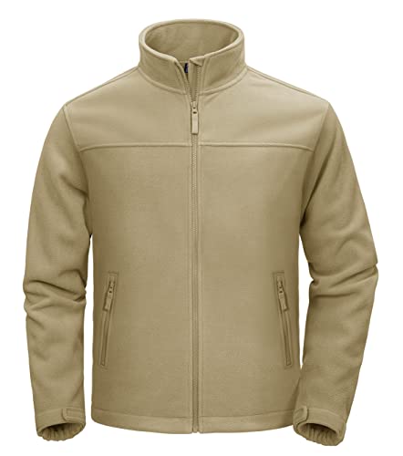 MAGCOMSEN Mens Fleece Jackets Full-Zip Stand Collar Coats Warm Winter Windproof Tactical Jacket with Pocket