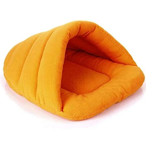 NIQIU Cálido Gato Cama Cueva casa Zapatillas Camas Perro Gatito Estera Nido Perrera sofá Suave Saco de Dormir esteras cojín para Gatos Perros Suministros-Naranja, M