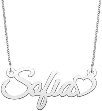 LuxglitterLin Heart Name Necklace Personalized Initial Custom Made Stainless Steel Jewelry for Women
