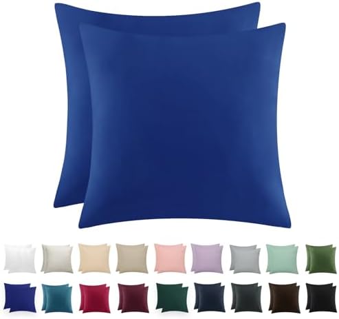 RUIKASI Kissenbezug 80x80 2er Set Königsblau Oeko-Tex Mikrofaser | Kopfkissenbezug 80 x 80 Blau Kissen Bezug mit Reißverschluss, Kissenhülle Weich Atmungsaktiv Pillow Case Pillow C