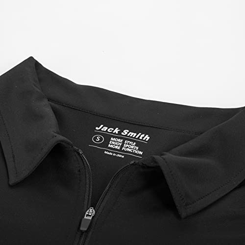 Womens Long Sleeve Polo Shirts Dry-Fit Golf Shirts Zip Up Outdoor Recreation Active Wear Black M #TOP4