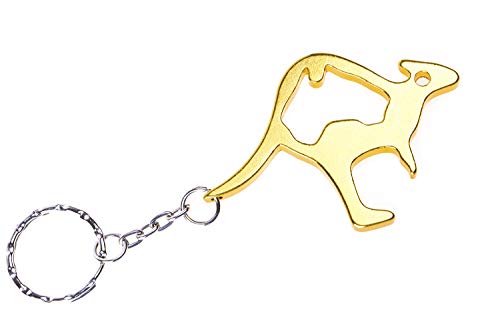 Preisvergleich Produktbild Känguru, Australien, Sidney Schlüsselanhänger in gelb metallic für Tierliebhaber, Exotenfreunde, Urlauber, Beuteltierfans, Biologen und viele mehr! Zugleich praktischer Flaschenöffner!