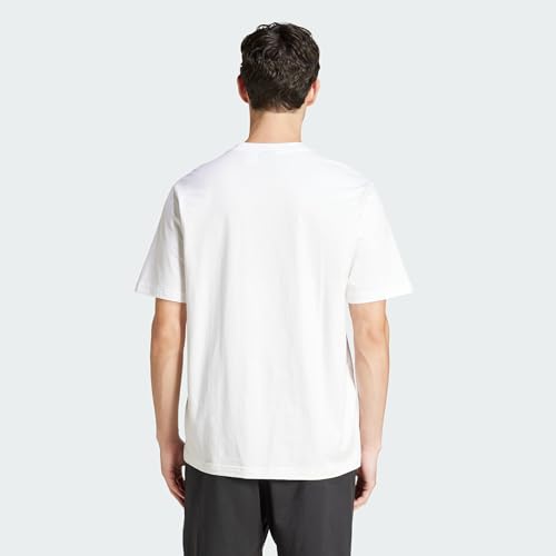 adidas Uomo Essentials Linear Single Jersey tee, White/Black, L