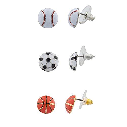 Lux Accessories Sports Ball Multi Earring Set (3Pc) #TOP18