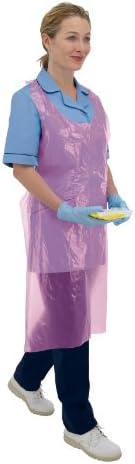 Premier Disposable Polythene Aprons On A Roll, Pack of 200, 69 x 117 cm, Pink