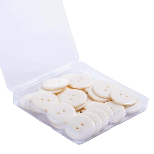 Lilaly 30pcs Beige Sewing Buttons, 1-3/16-inch (30MM) 2 Hole Large Buttons for Clothes, Craft, Sewing & DIY