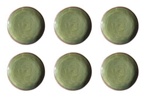 Image of Abode Homewares Retreat Pottery Green newWave Microwave Safe Premium Melamine Salad Plate, Set of 6, 8.5"