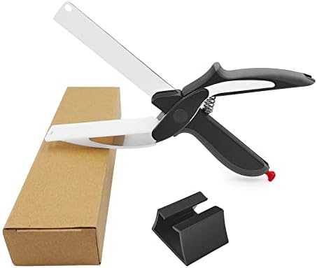 Smart Cutter Food Scissors, Chopper Vegetable Cutter 2 in 1 Smart Cutter with Cutting Board Food Chopper Salad Chopper Veggie Chopper Kitchen Scissors (Black)