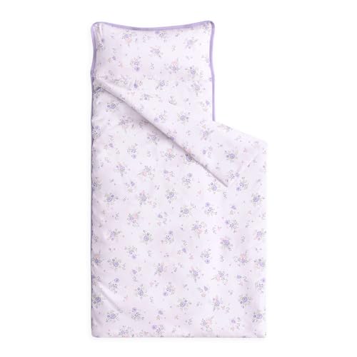 Image of Wake In Cloud - Toddler Nap Mat with Pillow and Blanket, 100% Cotton Fabric, for Kids Girls Ages 3 Plus in Daycare Kindergarten Preschool, Floral Botanical Flowers