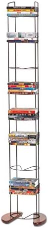Atlantic Wire Frame Media Tower - 93 DVD Storage Rack, Wide Stable Base, PN 72212041 in Black Metal and Cherry Wood