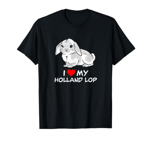 I Love My White Holland Lop Rabbit T-Shirt, Men, Black, X-Large