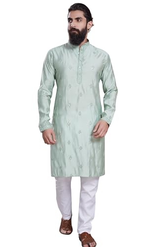 Image of DIVISIVE Men's Embroidered Cotton Silk Blend Only Slim Fit Kurta