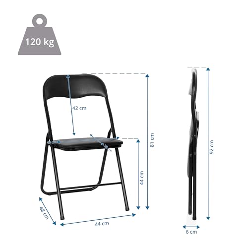 hjh OFFICE Klappstuhl gepolstert TUDELA Basic Besucherstuhl Faltstuhl klappbar, bis 120kg belastbar, Schwarz