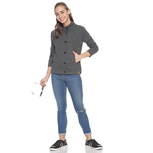 Image of PINACOLADA Women Charcoal Grey Regular Fit Casual Jacket