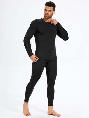 2 Pack Thermal Underwear for Men,Mens Long Johns Thermal Set Soft Fleece Lined Base Layer for Cold Weather2