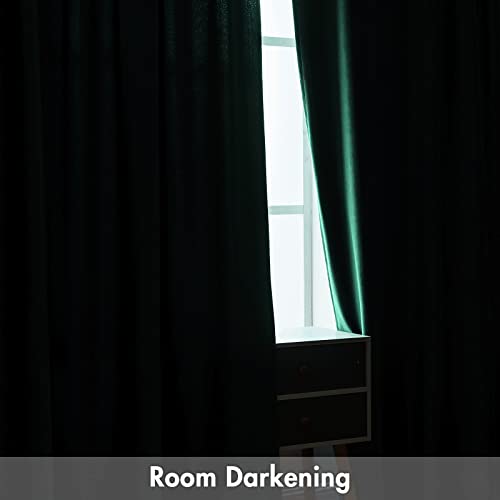Image of MIULEE Dark Green Blackout Velvet Curtains Drapes 84 Inch Long 52 inchx84 inch | Luxurious Bedroom Living Room Decor, Room Darkening, Thermal Insulated, Rod Pocket Design, Super Soft Fabric