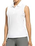 Hiverlay Women's Golf Polo T Shirts Lightweight Moisture Wicking Sleeveless Tank Tops Shirt Quick Dry UPF 50+White l