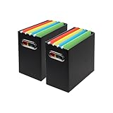Tcbelosion Collapsible File Organizer Box with Handle,12.20x5.11x9.84Inches, Filing Organizer for Home or Office, Small Portable File Box(2 Packs, Black)
