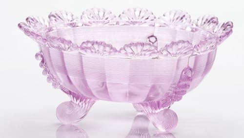 Fruit Bowl - 3 Footed - American Made - Mosser Glass USA (Passion Pink)