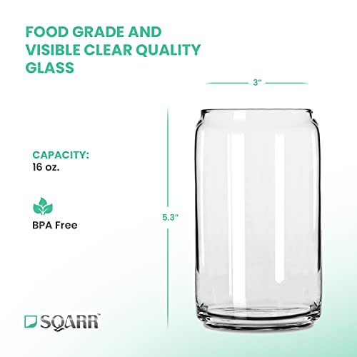 Drink Glasses Can Shaped Cocktail Glasses, Beer Mug Glass Tumblers With Lids - 6 Glassware Sets Iced Coffee Soda Can Glasses Cool Mug Set - 16 Oz Capacity Iced Tea Glasses (Set Of 6) #TOP6