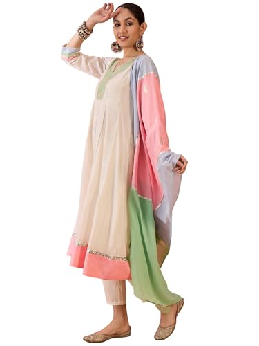 Ensemble kurta brodé en pur coton ishin de qualité supérieure