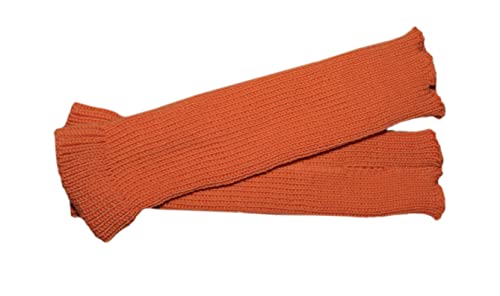 100% Merinowolle Erwachsene Frauen Armstulpen Fingerlose Handschuhe Strick, Orange, Einheitsgröße Cover