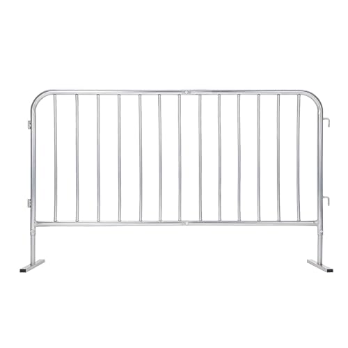 IDEALHOUSE Heavy Duty Interlinked Galvanized Steel Crowd Control Barricade – Removable Flat Feet, Portable, Weather Resistant Safety Fence for Indoor/Outdoor Events, Construction, Security – 6.5FT