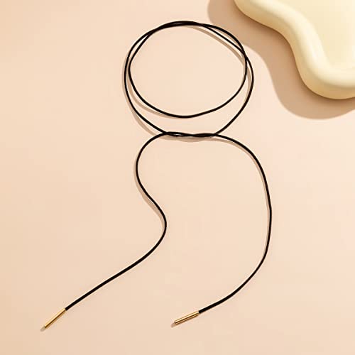 Bethynas Gothic Bow-knot Velvet Choker Necklace Sexy Long Wrap Rope Collar Tie Neck Chain with Silver Gold Pendant Boho Party Neck Accessories for Women4