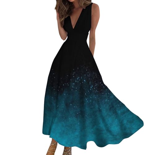 Musselin Kleid, Baumwollkleid Damen Sommer, Sommerkleider Damen Leicht Und Luftig Sommerkleid Lang Boho Kleid Ärmelloses Strandkleid Sommer V...