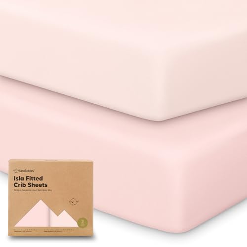 Image of KeaBabies 2-Pack Baby Crib Sheets for Boys, Girls, 52x28 Fitted (Mist Rose) | Viscose Derived from Bamboo, Toddler Bed Sheets Neutral, Fitted Crib Mattress Sheet for Standard Baby Bedding, Soft, Cozy