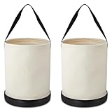 SilTriangle 2 Pack Utility Canvas Tool Bucket 9' D x 14' H All Purpose Canvas Bucket Bag, Truck Tool Organizer with Plastic Bottom for Store Work Accessory