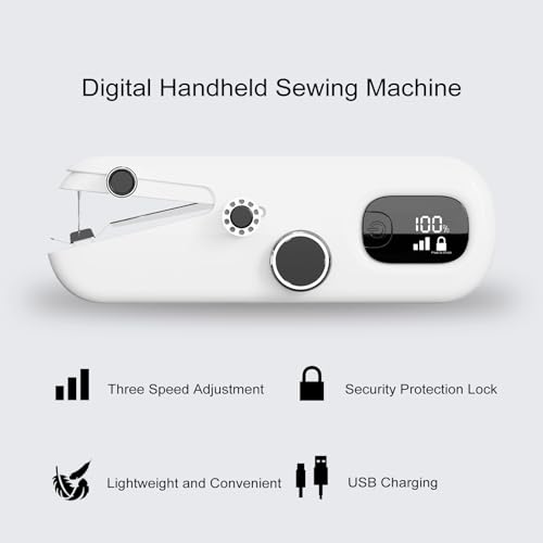 cjc Handheld Sewing Machine,Sewing Machine for Beginners,Two Speed Adjustment Electric Handheld Mini Sewing Machines,Easy to Use and Fast Stitch (LED display)
