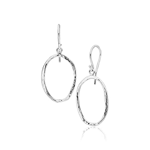 JEAN RACHEL JEWELRY 925 Sterling Silver Dangle Earrings for Women - Hoop Open Circle Vintage Design - Hypoallergenic, Lead & Nickel Free - Artisan Handcrafted Statement Earrings