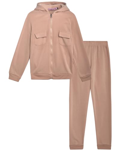 Coney Island Girls' Sweatsuit Set - 2 Piece Fleece Zip Up Hoodie Sweatshirt and Jogger Sweatpants Set for Girls (Sizes: 7-12)