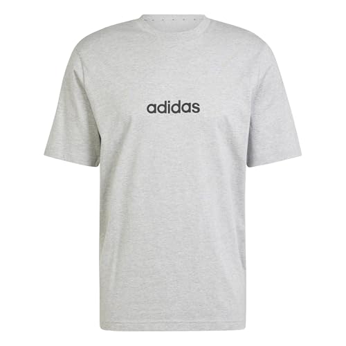 adidas Herren Essentials LINEAR Single Jersey Tee, medium Grey Heather/Black, XL