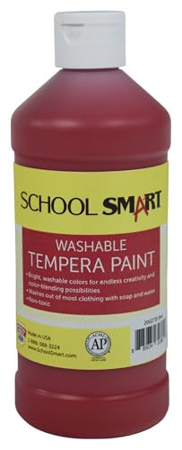School Smart Washable Tempera Paint, Red, 1 Pint Bottle
