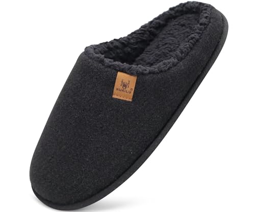 Image of KuaiLu Mens House Memory Foam Slippers with Comfortable Warm Plush Lining | Casual Slip On Lightweight Bedroom Pantuflas，Cushion Orthopedic Arch Support Walking Outdoor Garden Footwear US7-15