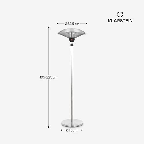 blumfeldt Heat Guard • Heizstrahler • Terrassen-Heizpilz • Standheizer • IP44 • 3 Stufen: 900, 1200 und 2100 W • höhenverstellbar • witterungsbeständig • Aluminium-Standfuß • 1.8 m Netzkabel • silber - 10