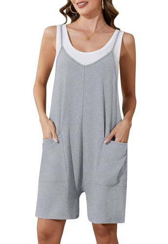 DB MOON Womens Summer Romper Sleeveless Short Jumpsuits Light Gray XXL
