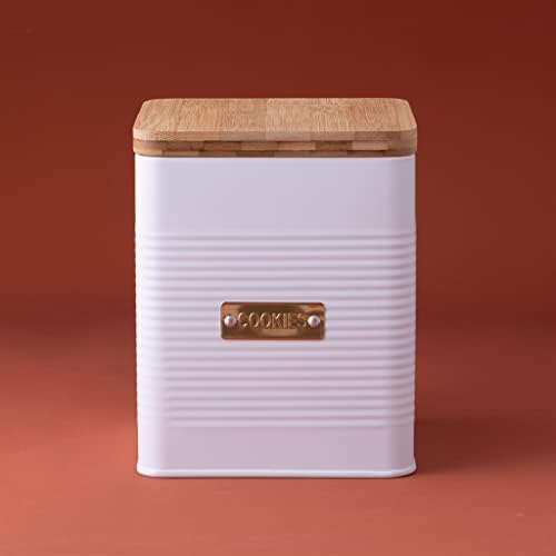 Typhoon Otto Square Canister | White with Wooden Lid - (2.8-Quart Square Cookie Jar) - Thumbnail 4