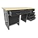 Metal Workbench Wooden Tabletop Tool Cabinets with 6 Drawers, 4 Pegboards and 22 Pieces Hooks Included