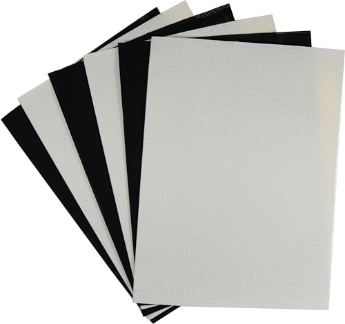 Image of KCS 6 pc of 12 inch x 18 inch(30cmx45cm) 14CT Counted Cotton Aida Cloth Cross Stitch Fabric (Antique White+Black)