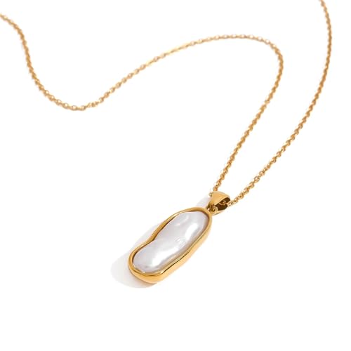 Collier en acier inoxydable avec pendentif irrégulier et perles pour femme