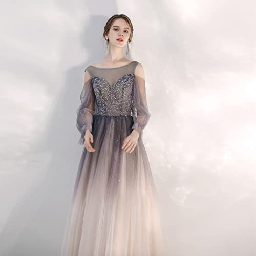 Sz1024 New Style Beaded Mesh Round Neck Long Sleeve Off Shoulder Prom Dresses Women Evening Dress Bandage Back Birthday Women Prom Dresses Sweetheart Elegant Formal Evening Dress Wedding Dresses (8) #TOP5