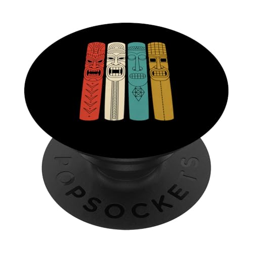 Máscara Polinesia Tiki Man Hawaii Summer Tropical Luau Party PopSockets PopGrip Adhesivo