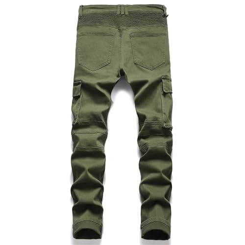 Jeans para hombre slim fit color verde talla 32 miniatura 3