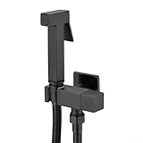 Spray per WC quadrato in lega di zinco con finitura cromata e tubo da 1,5 m per prestazioni e erogazione mirata dell'acqua nelle routine di igiene personale (nero)