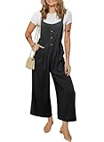 Dokotoo Womens Jumpsuits 2025 Spring Button Up Side Pockets Wide Leg Overalls Loose Fit Rompers Pants One Piece Summer Outfits Black Large