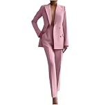 Mrat Women's Trouser Suits 2 Piece Blazers Sets Ladies Elegant Work Business Petite Pant Long Sleeve Open Front Button Jackets Elastic High Waist Trousers Casual Solid Formal Office Wedding Party