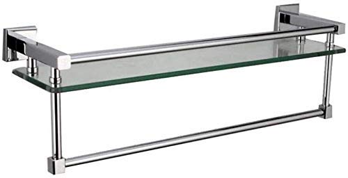 Estante de baño de vidrio y cobre de 61,5 cm con toallero para pared